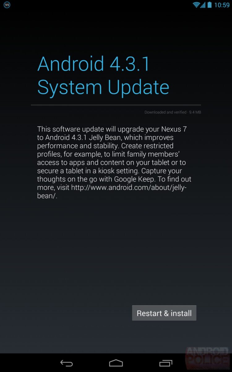 nexus7 update 4.3.1 ota aggiornamento