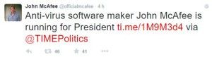 McAfee annuncia la sua candidatura via Twitter