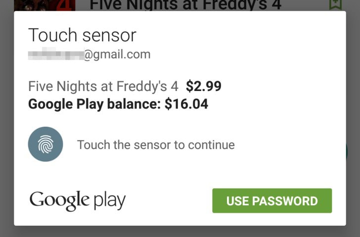 Play Store: è possibile fare acquisti con il sensore di impronte