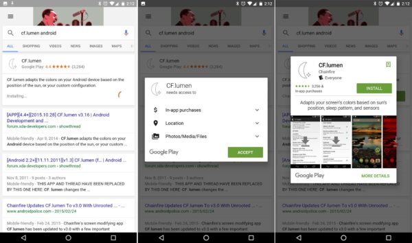 installazione app risultati ricerca google