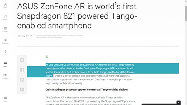 zenfone ar google tango