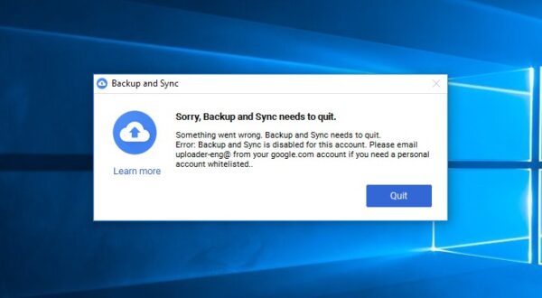 Google drive backup e sync errore