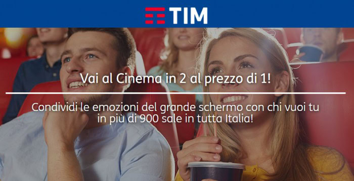 Tim offre un voucher cinema 2x1