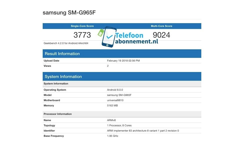 Samsung Galaxy S9 Plus Benchmark