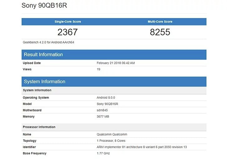 Sony Xperia XZ2 Compact Benchmark