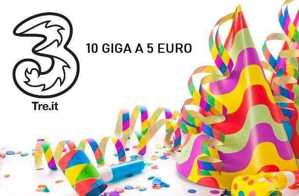 Tre per Carnevale offre 10 GB a soli 5 euro