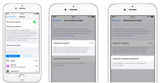 Stato batteria iOS 11.3