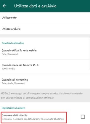 Whatsapp consumo dati ridotto