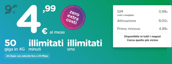 offerta ho.mobile 4,99€