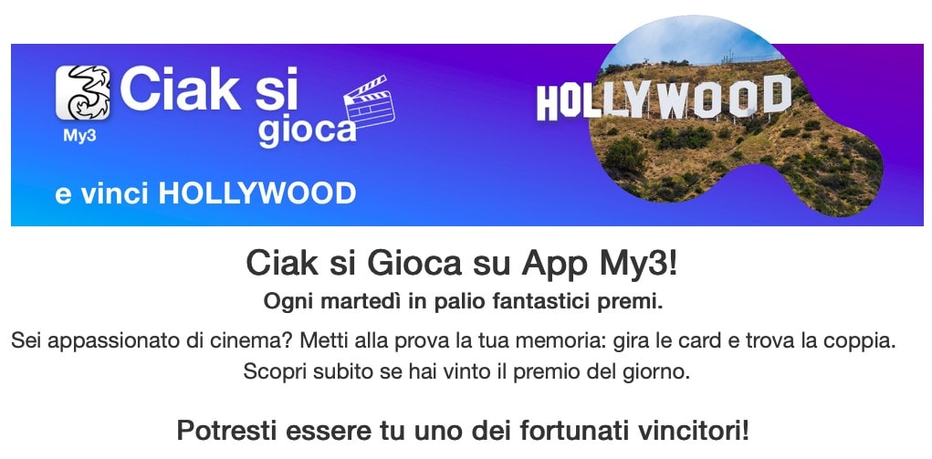 ciak si gioca concorso 3 italia