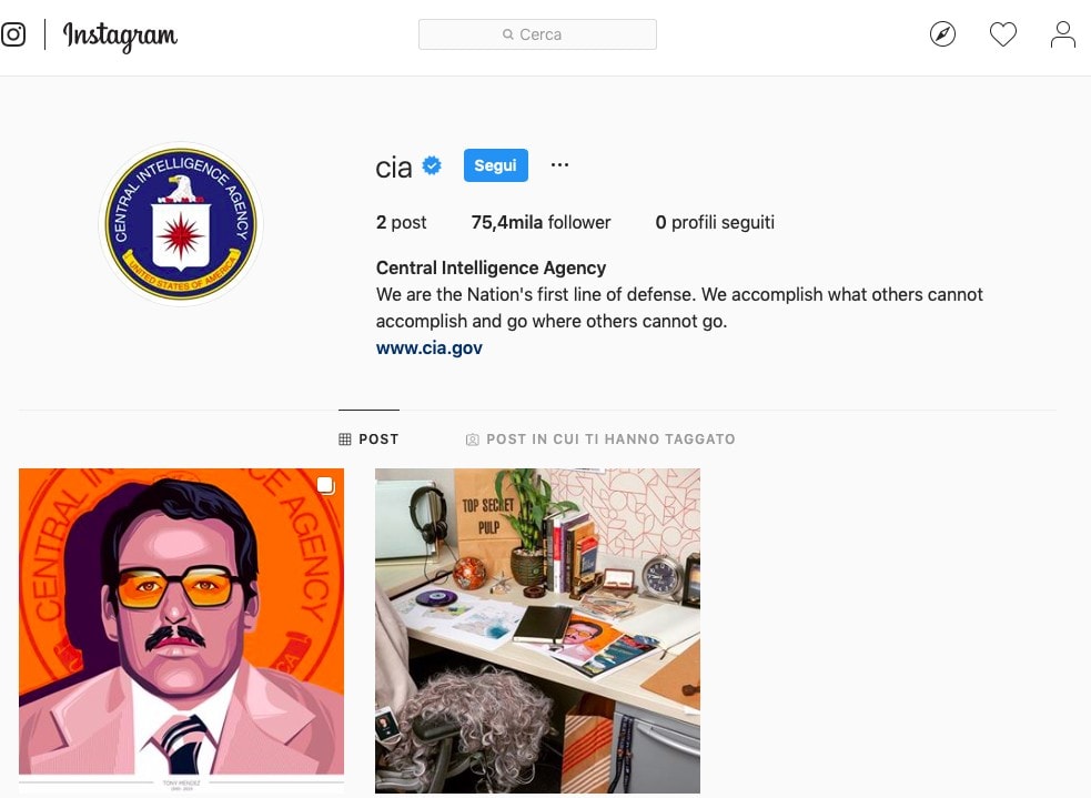 CIA instagram account