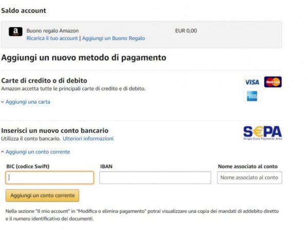 Amazon conto corrente