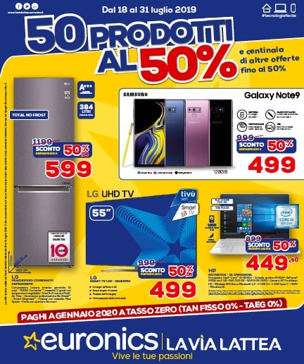 Da Euronics 50 prodotti al 50% e tante altre offerte