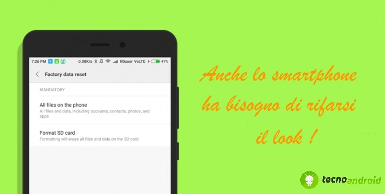 formattazione smartphone factory reset