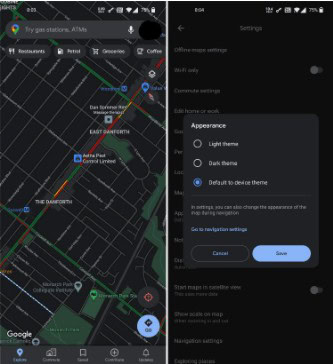 Google Maps Dark Mode