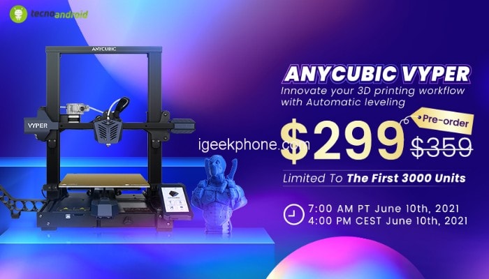 Anycubic Vyper: la stampante 3D FDM autolivellante è ora in super promozione