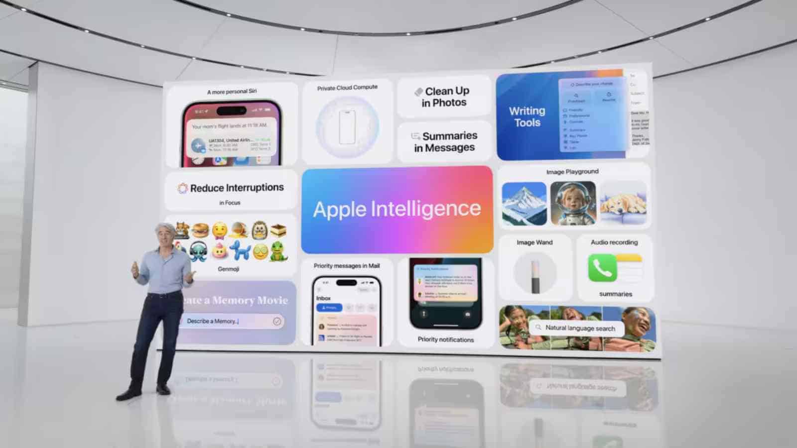 Apple presenta la sua nuova piattaforma di intelligenza virtuale Apple Intelligence, che sarà integrata ad iOS 18.