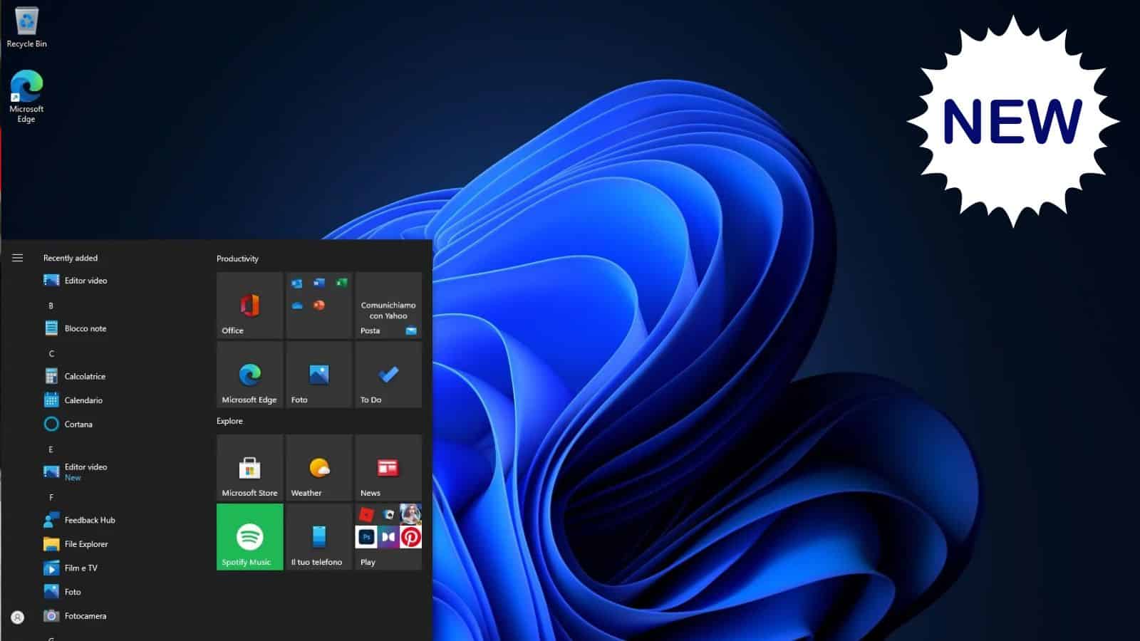 Menu Start Windows 11: nuova visualizzazione delle app ispirata a iOS