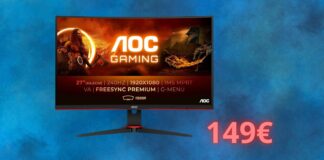 Monitor AOC da gaming: costa solo 149 euro oggi su Amazon