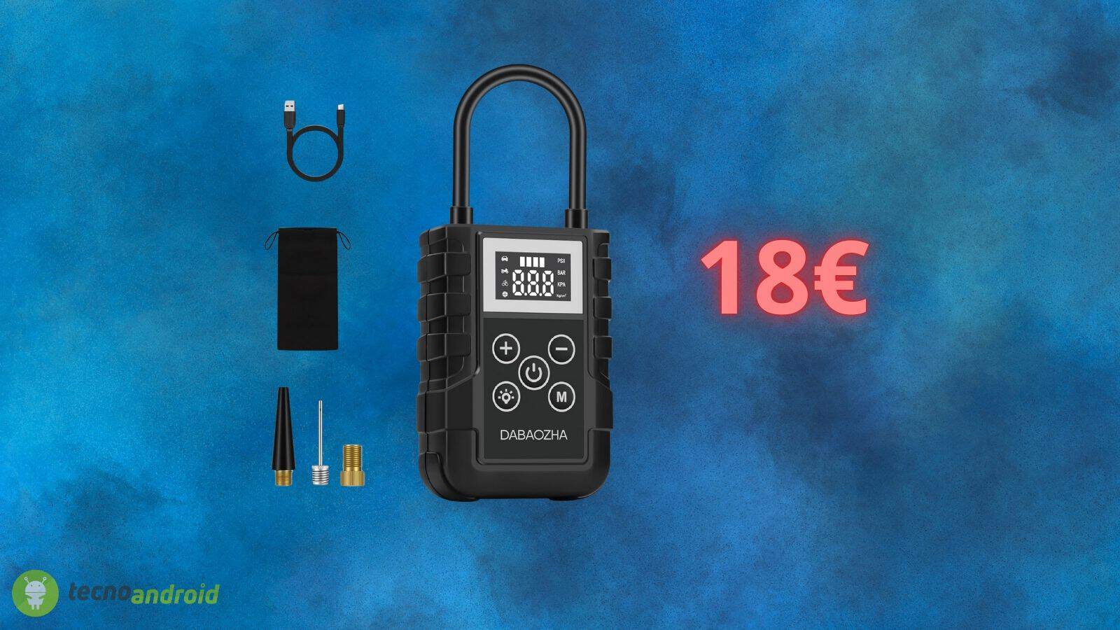 Compressore portatile a 18€ su AMAZON: perfetto per AUTO, moto e bici