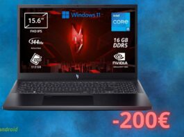 Notebook gaming ACER NITRO con 200 euro di sconto su Amazon