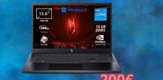 Notebook gaming ACER NITRO con 200 euro di sconto su Amazon