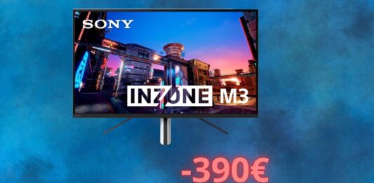 Monitor da gaming SONY Inzone M3 con sconto di 390 euro su Amazon